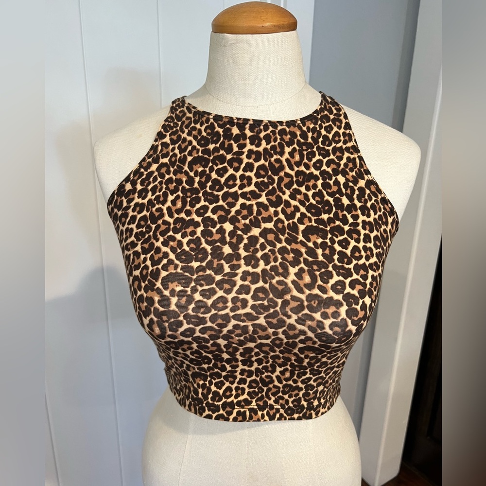 Leopard print crop top, new with tags, size M